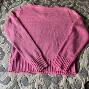 Faded Glory Pink with silver sparkle V-neck sweater. Sz: 14/16